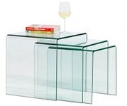 Стол стеклянный Вулкано,  набор их 3 столов,  цвет прозрачный